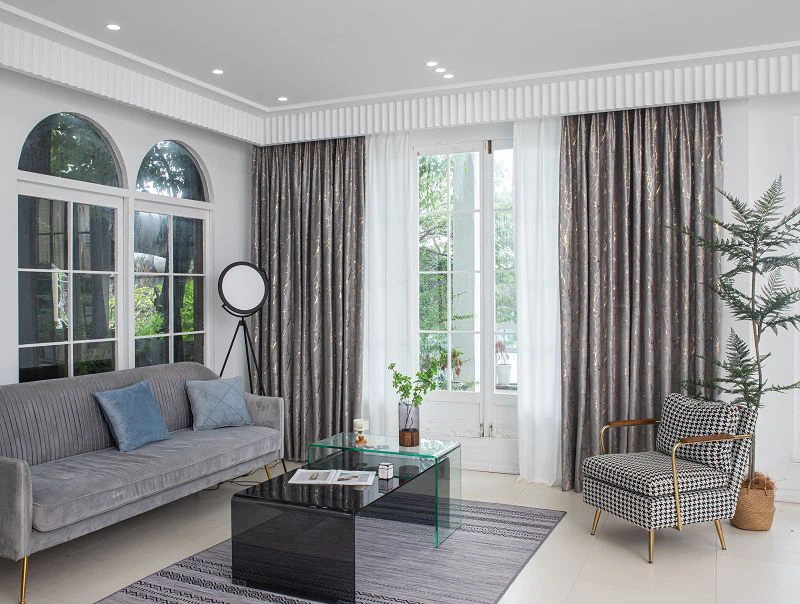 ม่านกำมะหยี่ฮอลแลนด์ลายหินอ่อนและฟอยล์สีทอง