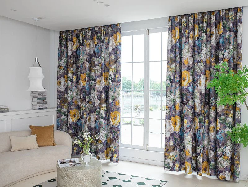 ผ้าม่านผ้าลินินข้าวฟ่างพร้อมพิมพ์ภาพวาดหมึก